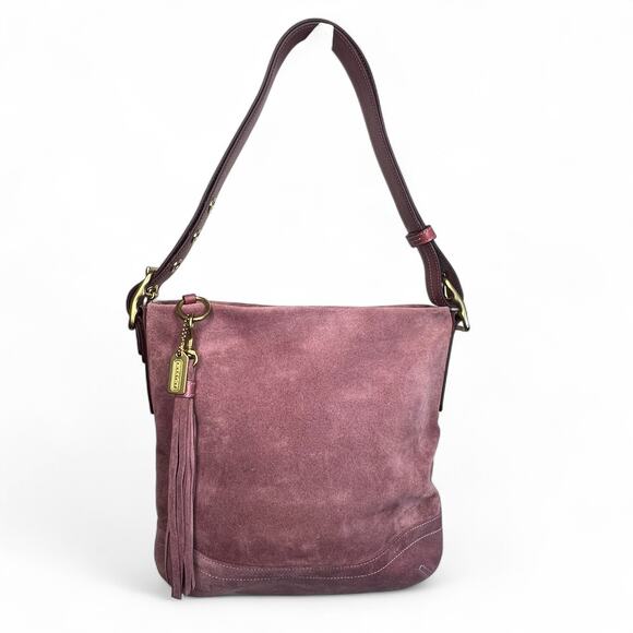 Coach Vintage Kenia Shoulder crossbody bag suede cleaning kit purple Pink - Picture 2 of 8